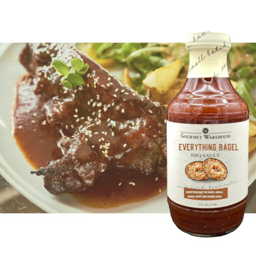 Gourmet Warehouse Everything Bagel BBQ Sauce with ribs